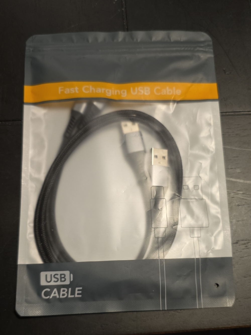 Fast Charging Black Braided USB-A to USB-C Cable - 2-pack